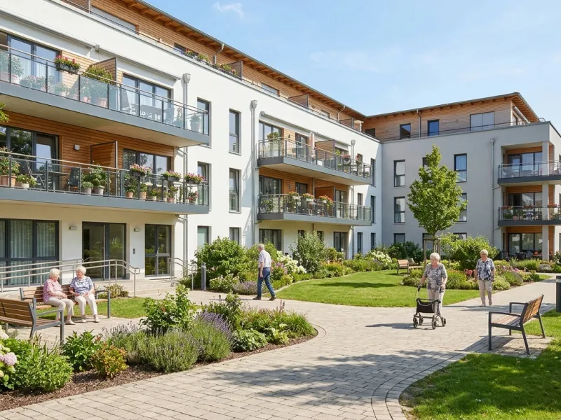 Moderne Seniorenwohnanlage mit Gemeinschaftsgarten
